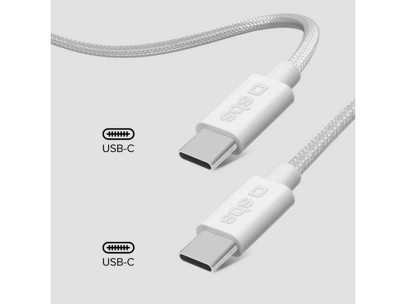SBS USB-C - USB-C kabel, bijelo-sivi (TECABLETISSUETCC32G)