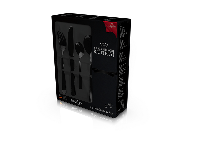 Berlinger BH2630 24 részes evőeszköz készlet, fényes fekete