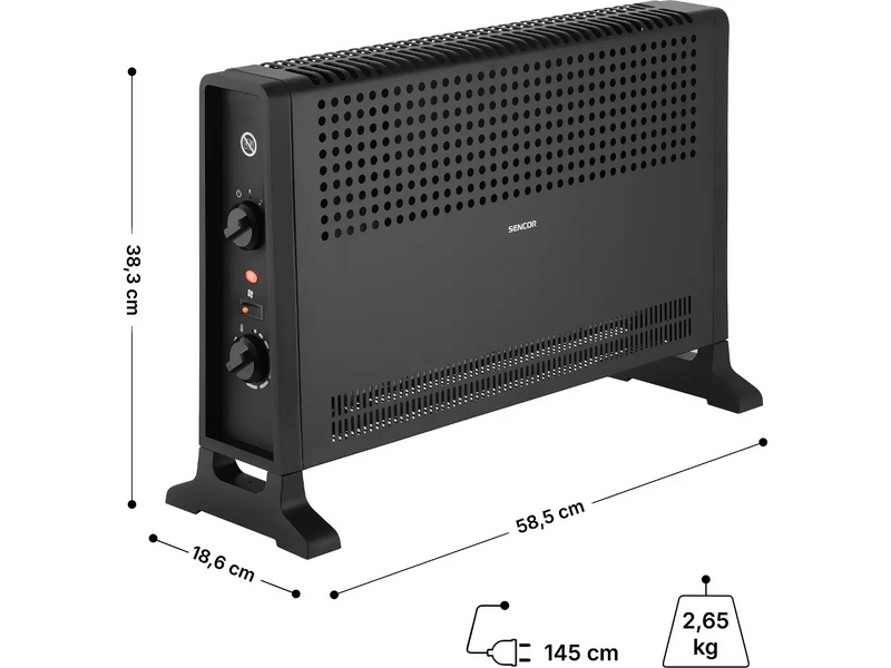 Sencor SCF 2022BK Elektromos konvektor, 2000W, fekete