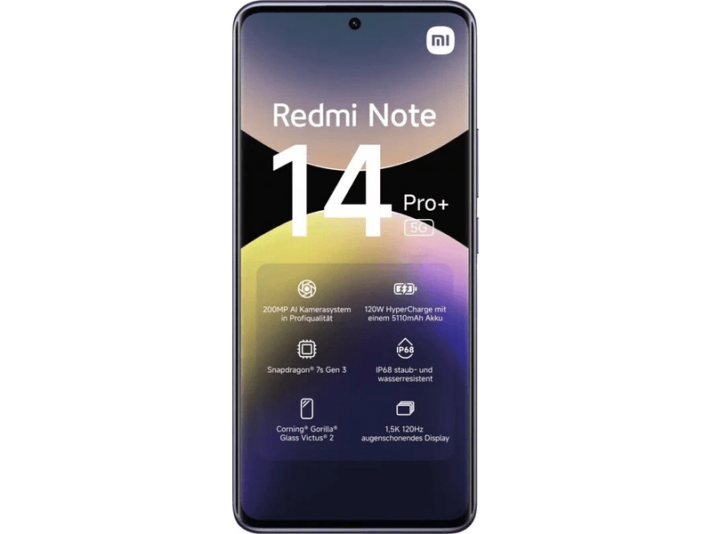 Xiaomi Redmi Note 14 Pro + 5G 12/512GB Okostelefon, lila (MZB0IKNEU)