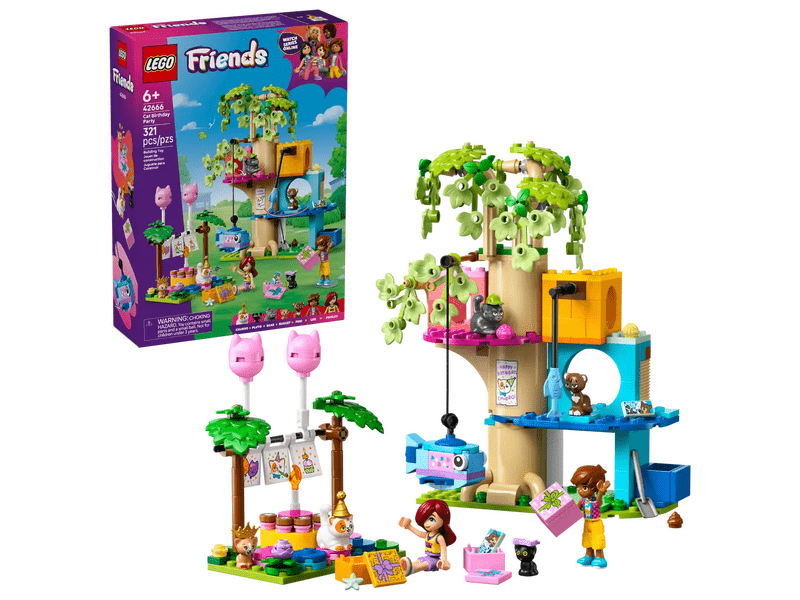 LEGO® Friends Rođendanska zabava s mačićima i kućica na drvetu za mačke (42666)