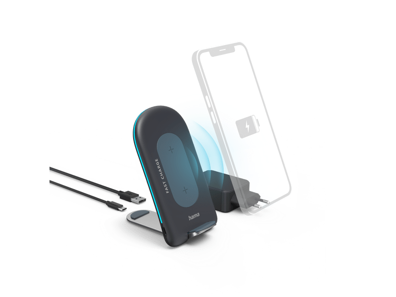 Hama 201689 bežični brzi punjač za mobitel, QI-FC15S, 15W