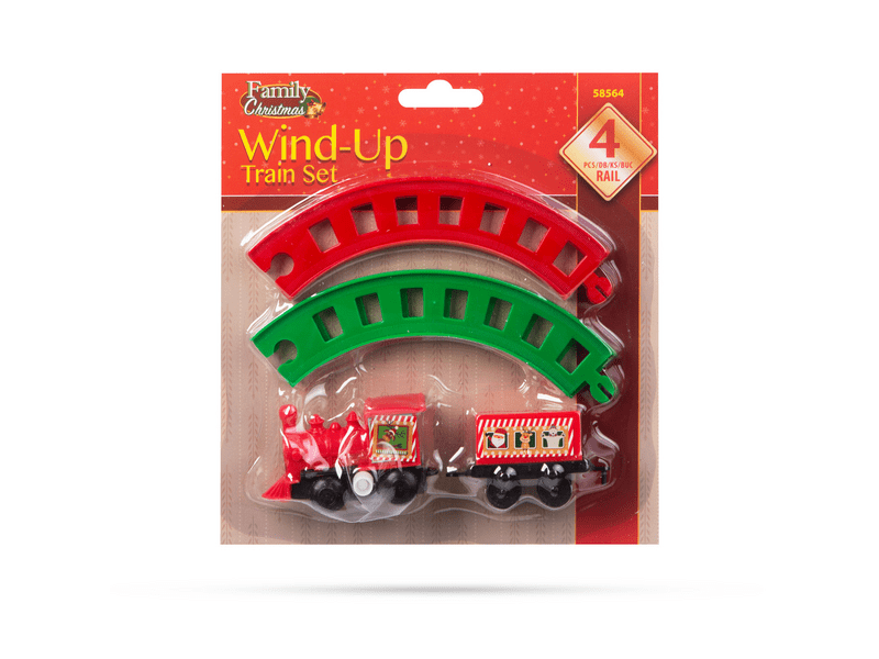 Family Karácsonyi kisvasút, felhúzható, piros/zöld