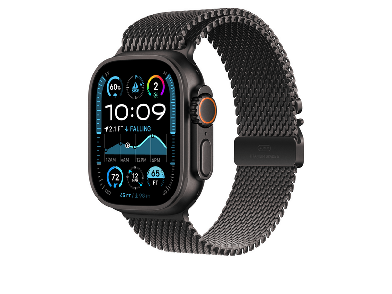 Apple Watch 49 mm-es fekete titán milánói szíj, M (MXKG3ZM/A)