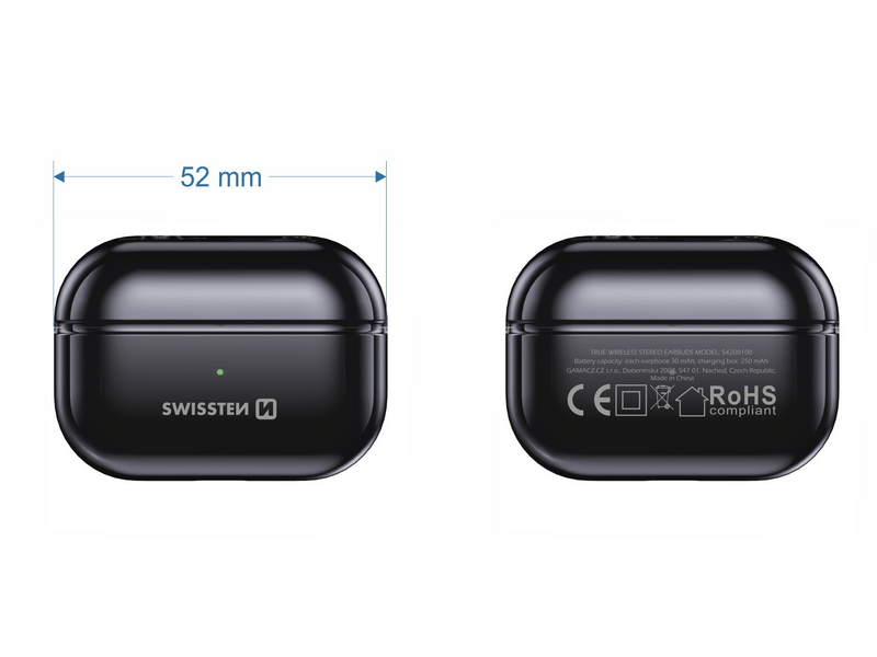 Swissten Minipods Bluetooth TWS fülhallgató, fekete (54200100)