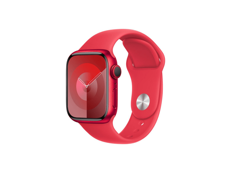Apple Watch Series 9 GPS – 41 mm-es piros alumíniumtok, piros sportszíj - S/M (MRXG3QH/A)