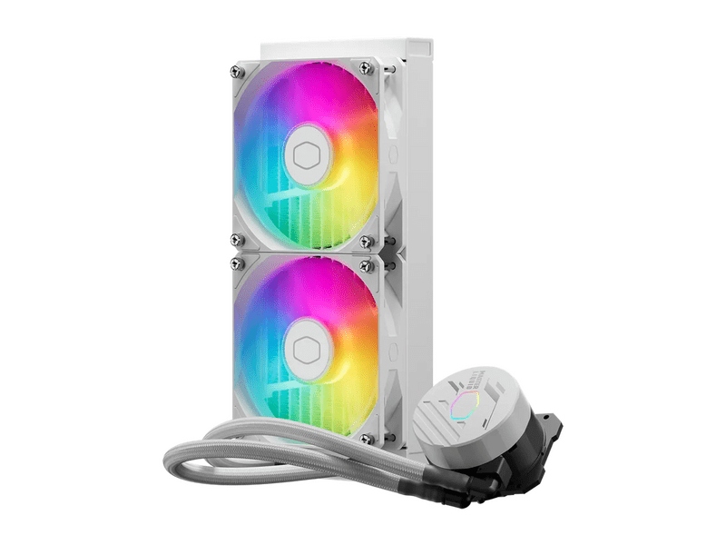 COOLER MASTER CPU hűtő MASTERLIQUID 240L CORE ARGB (vízhűtés), 2 Ventilátoros, LGA1700 támogatással, fehér