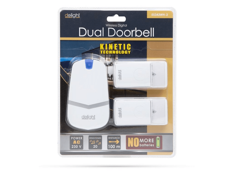 Delight 55343WH-2 Digitális vezeték nélküli csengő, Fehér