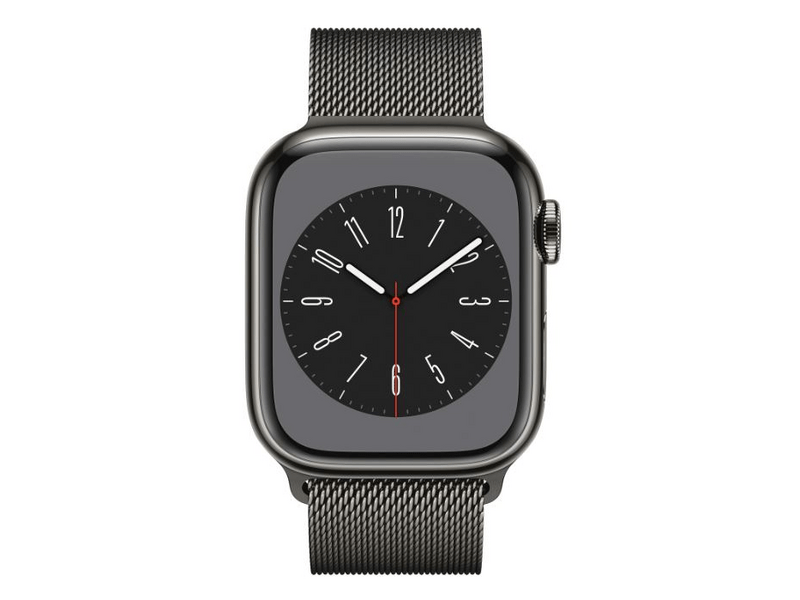 Apple Watch Series 8 Cellular 45mm grafit rozsdamentes tok , grafit milánói pánt (MNKX3CM/A)