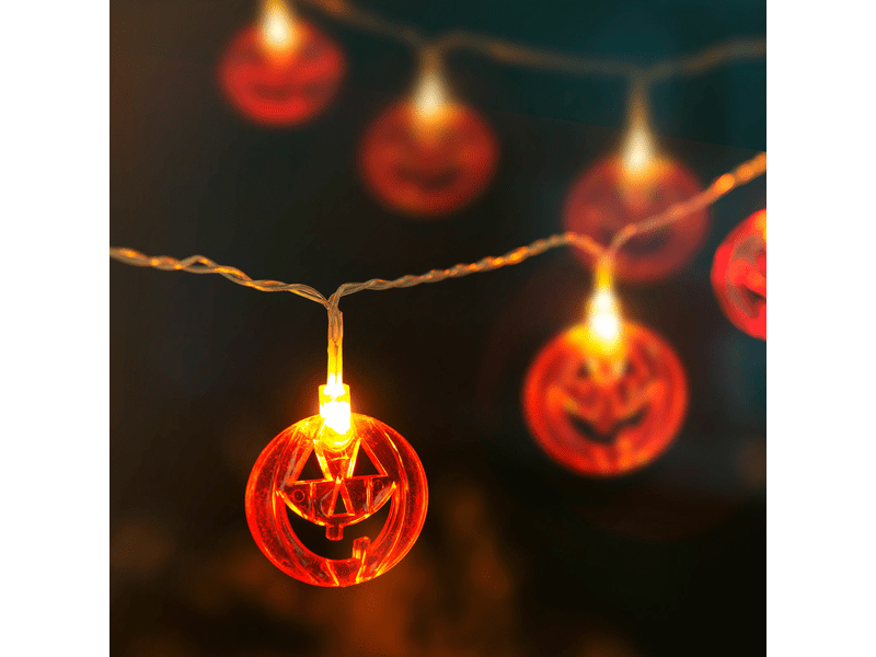 Halloween LED-es fényfüzér tök