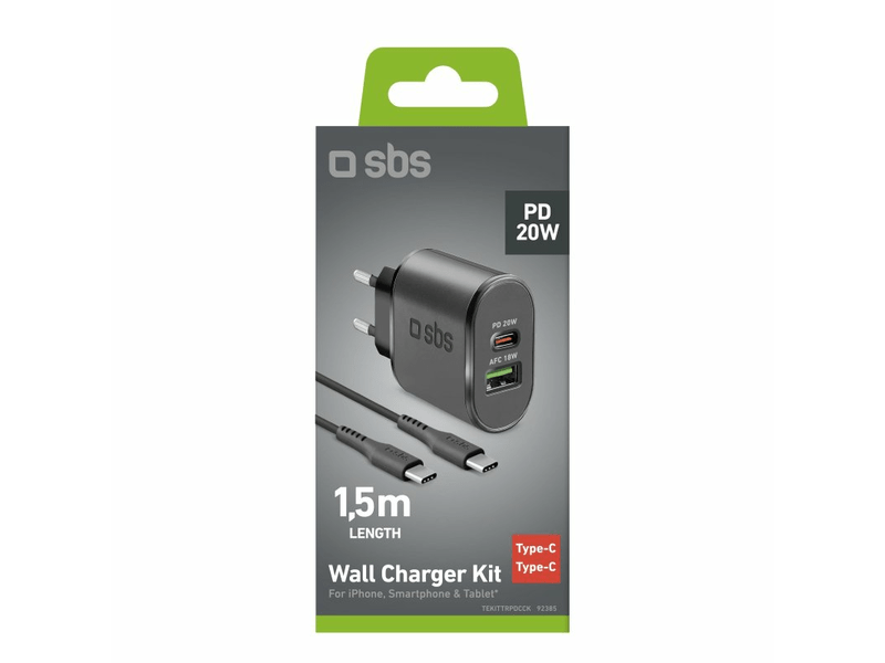 SBS  USB/USBC töltő szett 20W, fekete