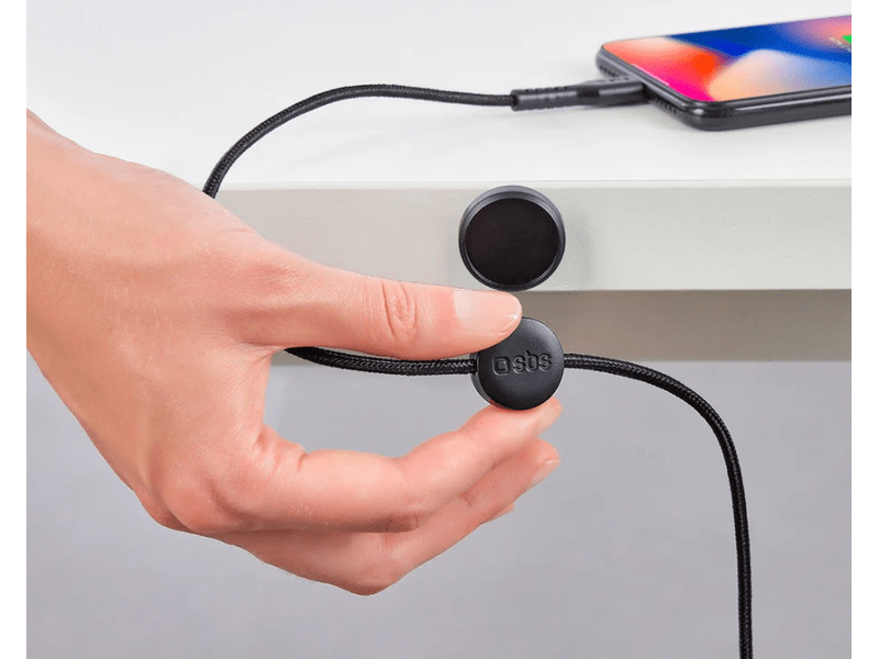 SBS Lightning kábel mágneses tartóval, fekete (TEMAGTCLIGDG)