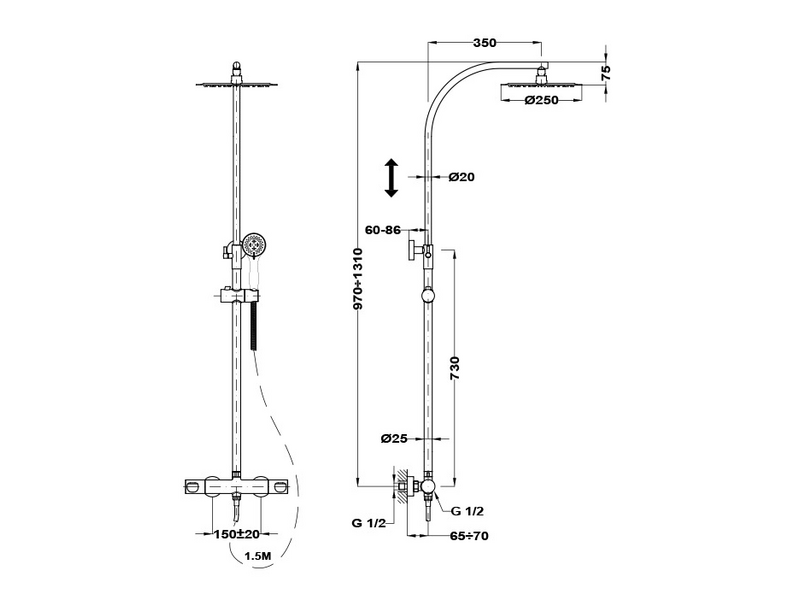 Mofém Zenit Dual Control zuhanyrendszer (153190103)