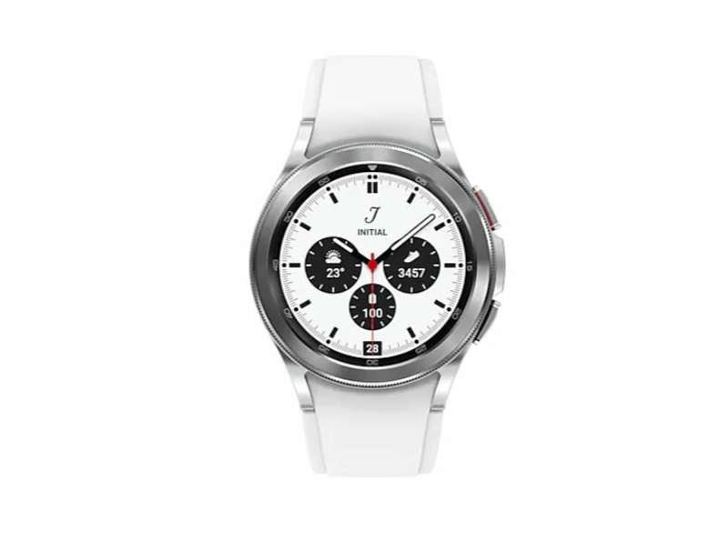 Samsung Galaxy Watch 4 Classic SM-R880NZKAEUE 42 mm Okosóra, ezüst + Samsung Galaxy Fit2 Aktivitásmérő, Piros (SM-R220NZRAEUE)