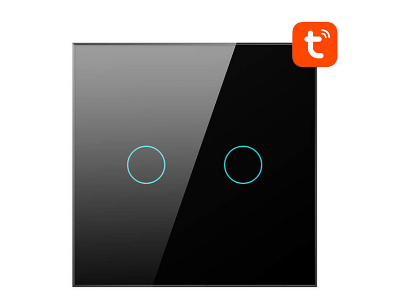 Avatto TS02-EU-B2 TUYA Wifi Érintőkapcsoló, dupla, fekete