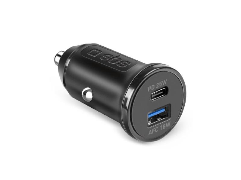 SBS  USB/USBC autóadapter 25W, fekete