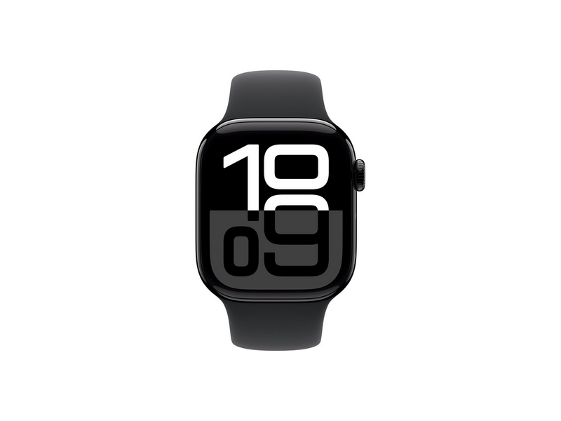 Apple Watch Series 10 GPS + Cellular - 42 mm-es kozmoszfekete alumíniumtok, fekete sportszíj - M/L (MWX73QH/A)