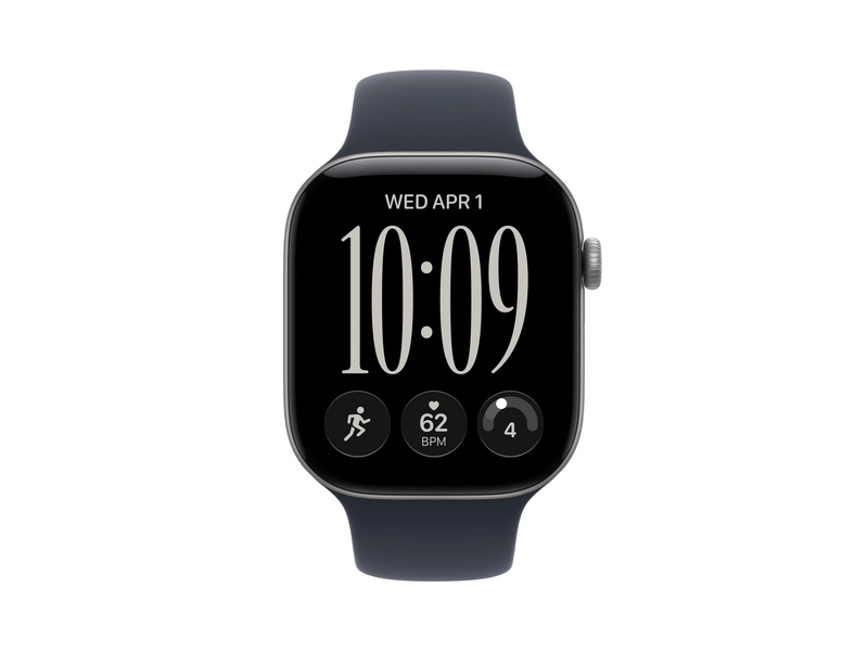 Apple Watch Series 12 GPS+Cellular, 46 mm asztroszürke alumíniumtok, tengerészkék sportszíj, M/L (MJG74MP/A)