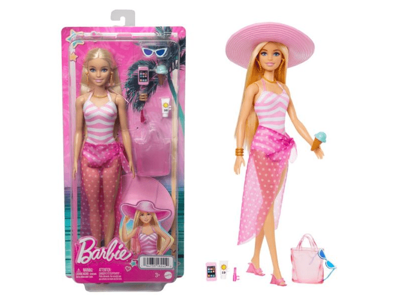 Barbie, a film: Beach Barbie baba (HPL73)