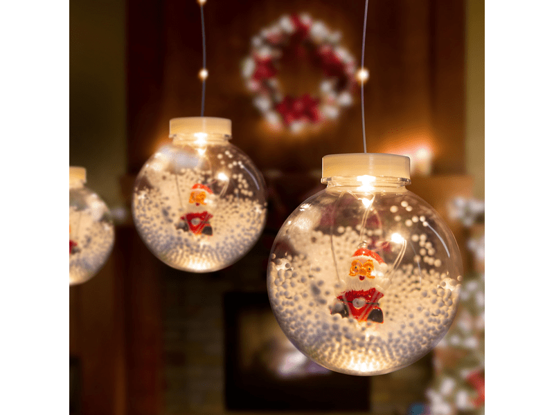 Family LED-es fényfüggöny - hógömb mikulással (58917)