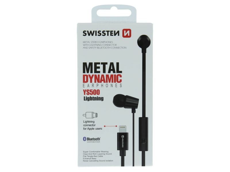 Swissten Dynamic YS500 fülhallgató, fekete, lightning csatlakozó (51108001)