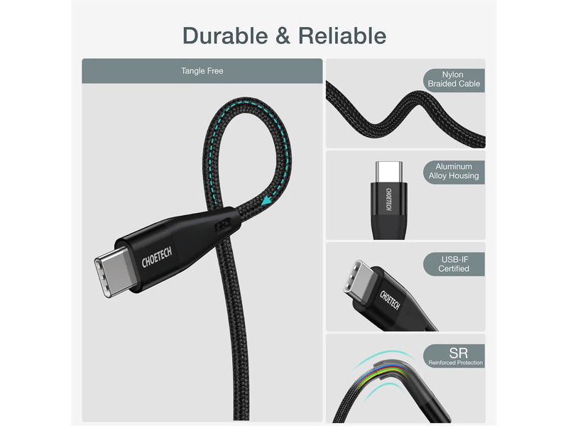 PD60W USB-C to USB-C Cable. 1.2m