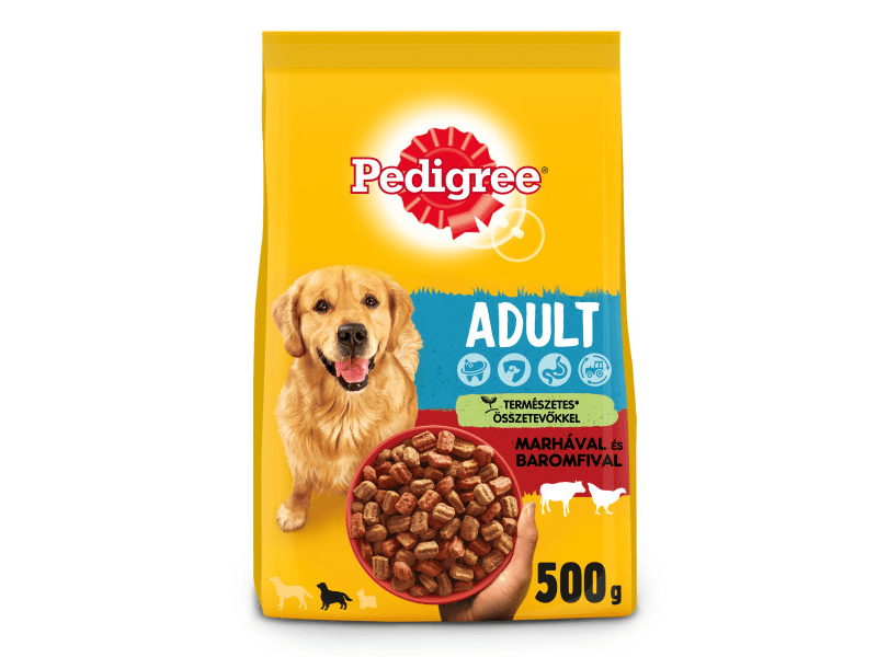 Pedigree száraztáp marha- és baromfihússal felnőtt kutyák számára, 500 g (434416)