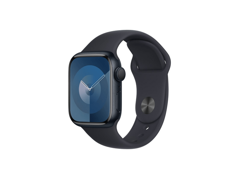 Apple Watch Series 9 (2023) GPS – 41 mm-es éjfekete alumíniumtok, éjfekete sportszíj - M/L (MR8X3QH/A)