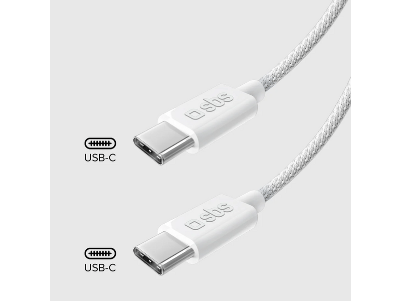 SBS USB-C - USB-C kabel, 1,5 m, bijeli (TECABLETISSUETCCG)
