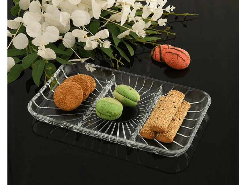 Pasabahce 54983 Elegant Kínáló tányér, osztott, üveg
