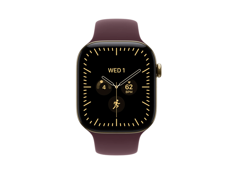 Apple Watch Series 12 GPS+Cellular, 46 mm ragyogó arany titán tok, burgundi sportszíj, S/M (MJGR4MP/A)