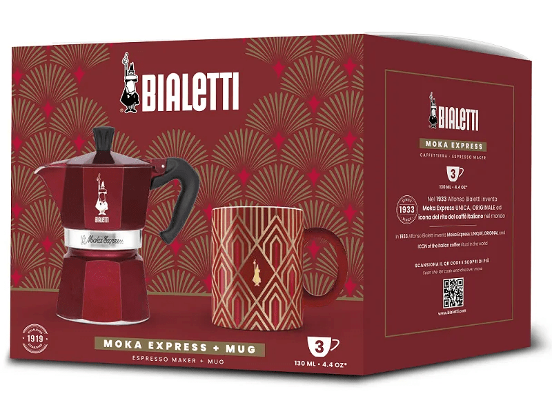 Bialetti Express kotyogós kávéfőző 3 Adag + bögre, Deco Glamour (9901)