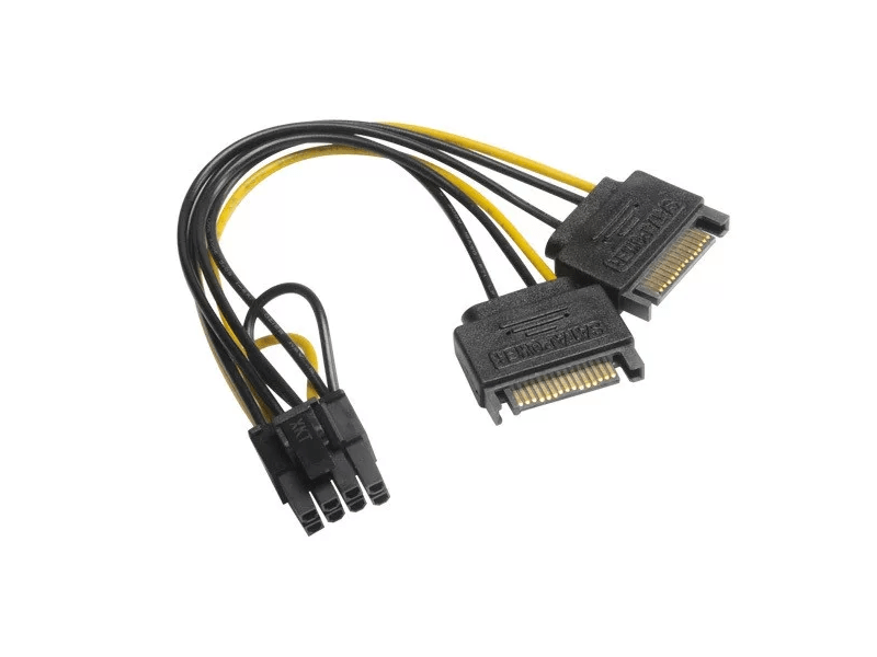 Akasa AK-CBPW19-15 2xSATA apa - 6+2pin PCIe anya adapter, 15 cm