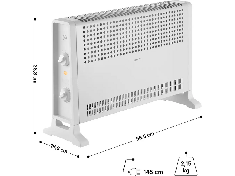 Sencor SCF 2011WH Elektromos konvektor, 2000W, fehér