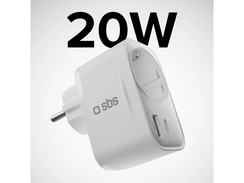 SBS Elosztó töltő Schuko 20W fehér