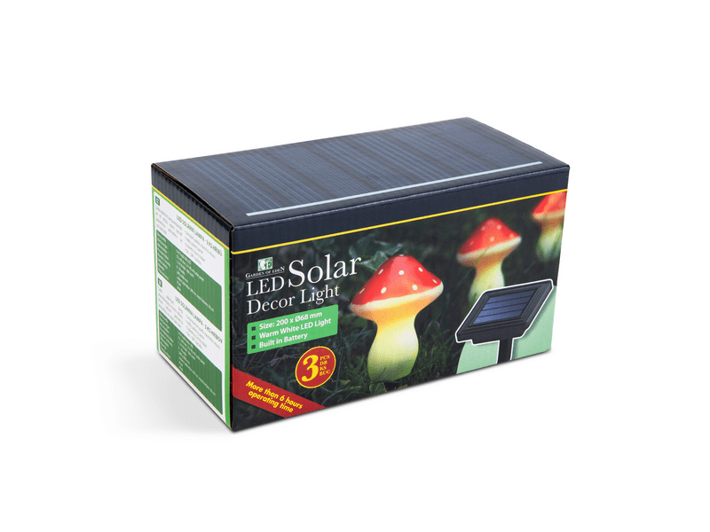 Garden of Eden LED-es szolár lámpa - 3 db gomba - melegfehér