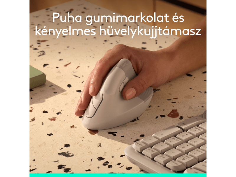 Logitech Lift vertikális egér, homokszín (910-007771)