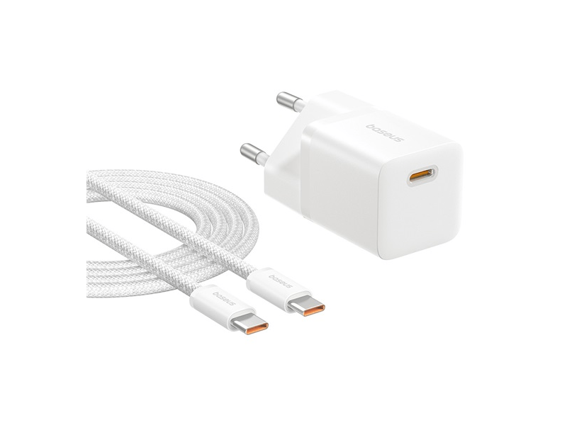 Baseus GaN5 Mini hálózati gyorstöltő 25W, fehér (P1011090921301)