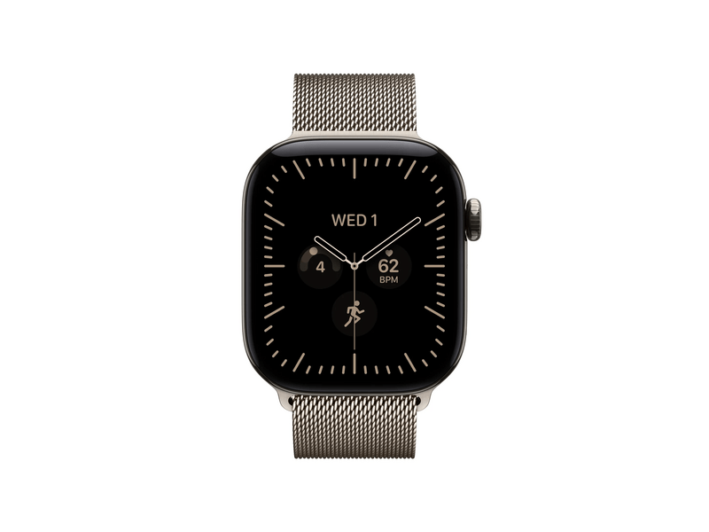 Apple Watch Series 12 GPS+Cellular, 42 mm natúr titán tok, natúr titán milánói szíjjal (MJGF4MP/A)