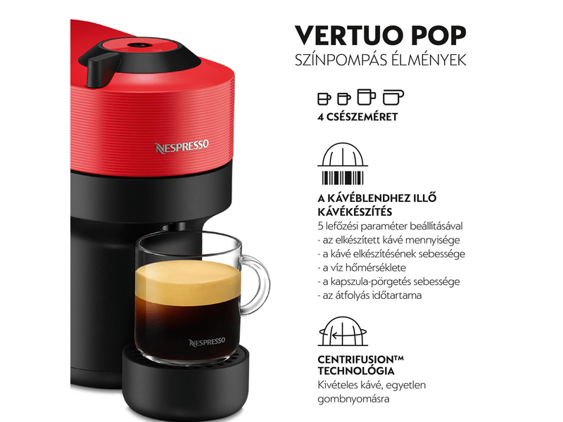 Krups XN920510 Vertuo Pop Kapszulás kávéfőző, piros