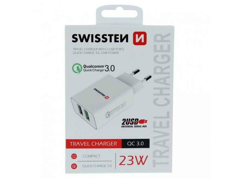 Swissten Töltő adapter 2xUSB, 23W (22060100)