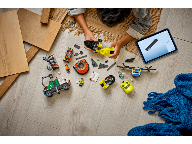 LEGO® City Repülőgép, emelőkosaras kocsi és légpárnás jármű remix (60505)