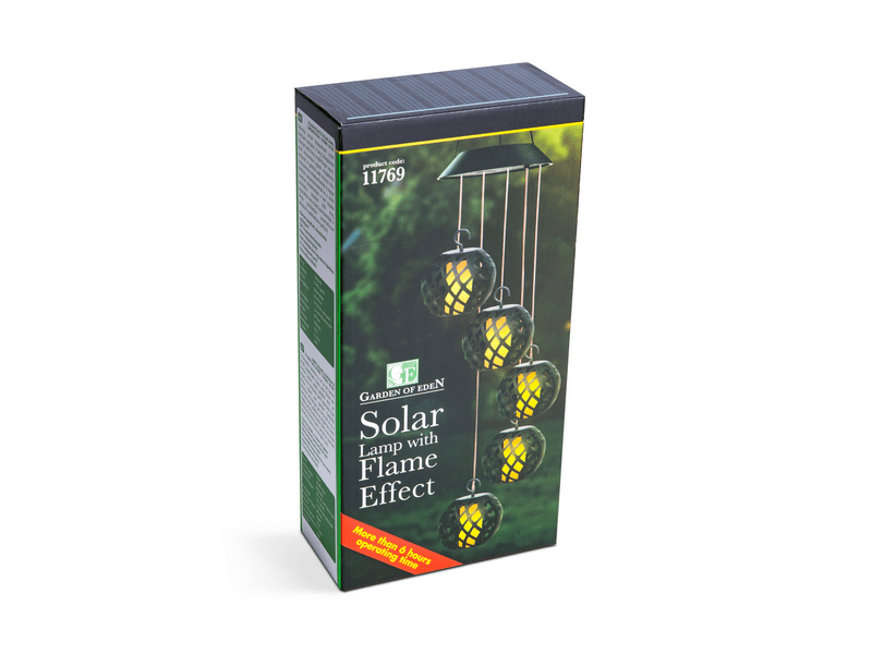 Garden of Eden 11769 Felakasztható szolár lámpa, lánghatással