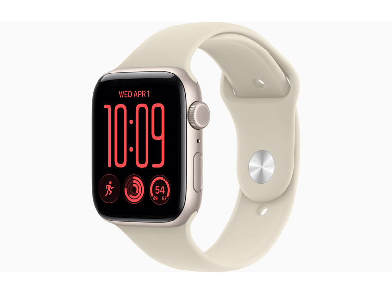 Apple Watch SE 3 (2026) GPS+Cellular, 44 mm csillagfény alumíniumtok, homokszín sportszíj, S/M (MJLL4MP/A)