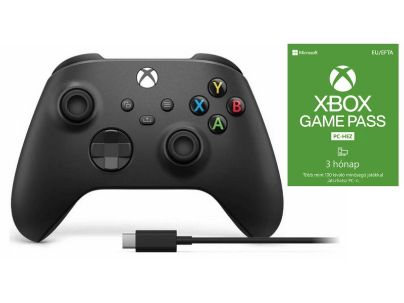 Microsoft Xbox vezeték nélküli controller + USB-C kábel+ GamePass-PC 3 hó. (1V8-00002GP3)