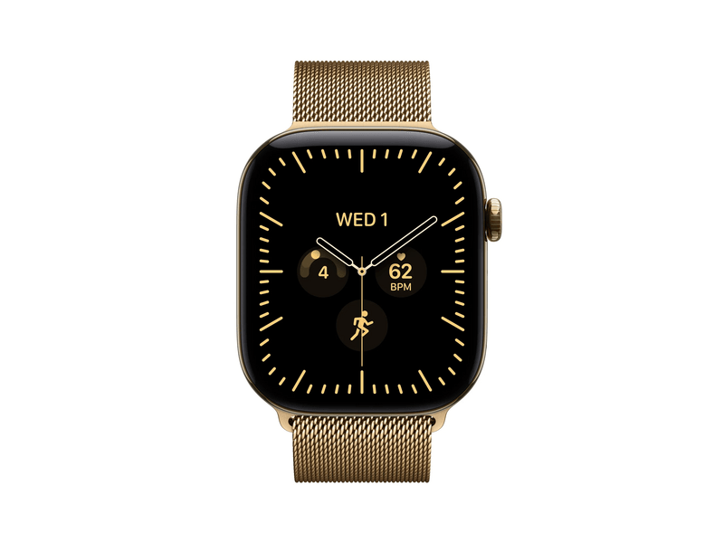 Apple Watch Series 12 GPS+Cellular, 46 mm ragyogó arany titán tok, milánói szíj S/M (MJGU4MP/A)