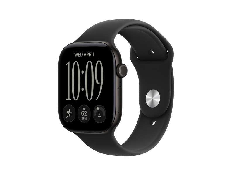 Apple Watch Series 12 GPS, 46 mm fekete alumíniumtok, fekete sportszíj, M/L (MJEL4MP/A)