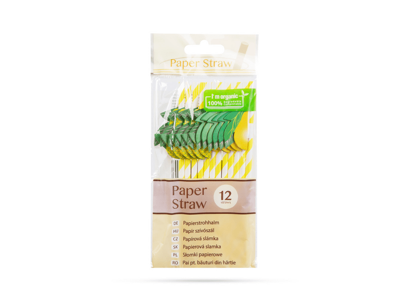 Family 57603B Papír szívószál, 3D gyümölcs, 197 x 6 mm,12 db