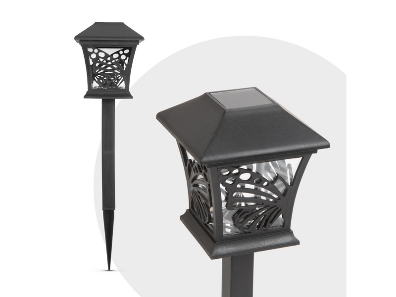 Garden of Eden Probajna solarna svjetiljka - leptir - crna, topla bijela - 9 x 9 x 25 (+9) cm