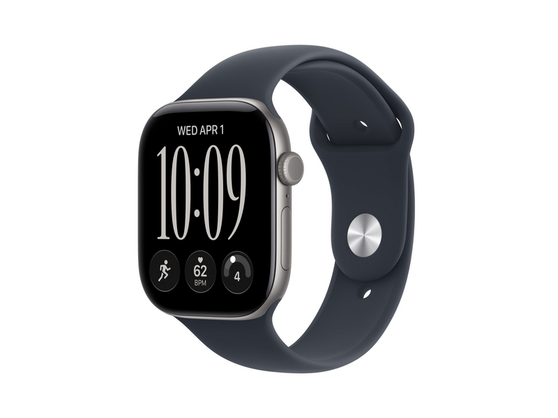 Apple Watch Series 12 GPS, 46 mm asztroszürke alumíniumtok, tengerészkék sportszíj, M/L (MJEJ4MP/A)